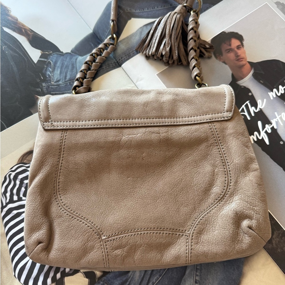 New - Ann Taylor Taupe real suede Leather Shoulder Bag - Picture 6 of 10